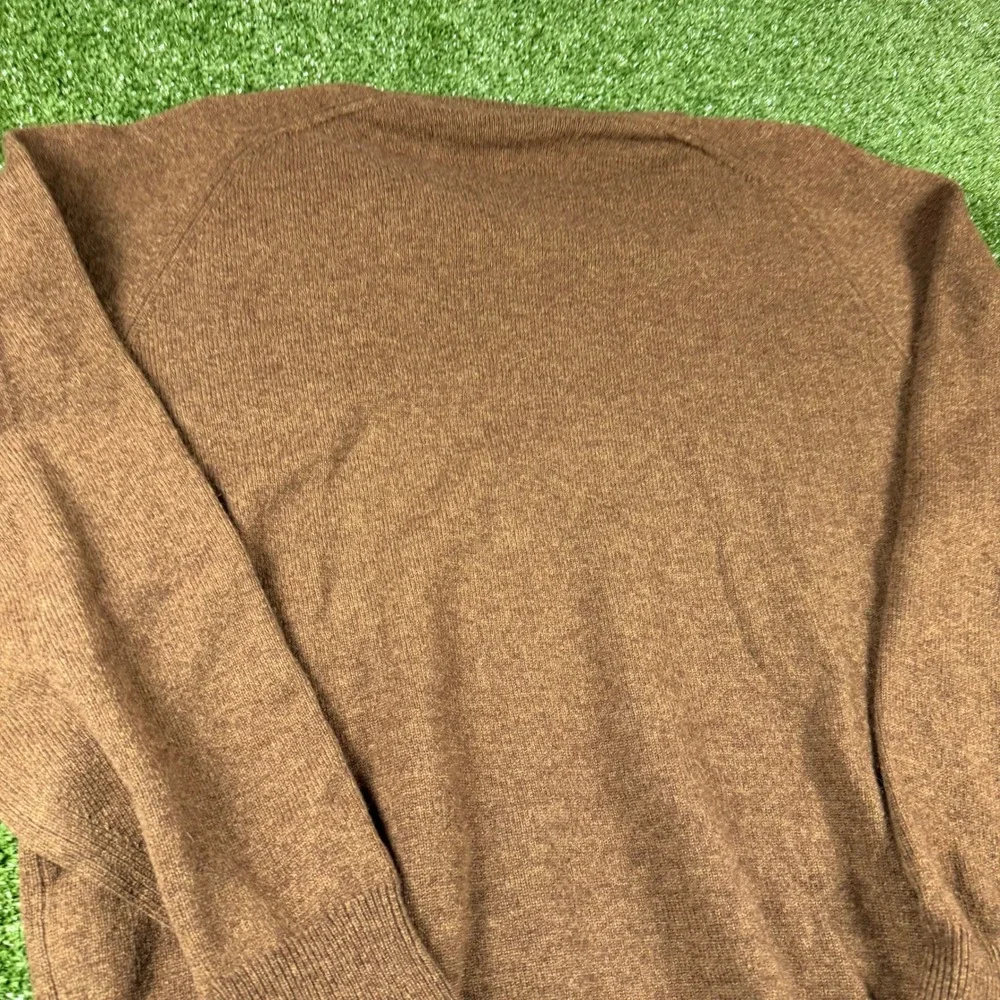 Alan Paine Stewart Brown V-Neck Sweater Mens 44 Pure Lambswool Made in England